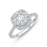 Fine Jewelry - Mémoire Bouquet Cushion Halo Engagement Ring 64 Stones