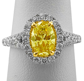 Fine Jewelry - Fancy Yellow Oval Diamond Halo Ring