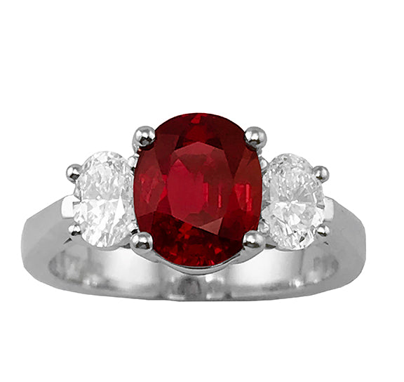 Fine Jewelry - Three Stone Ruby and Diamond Ring