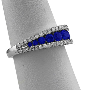 Fine Jewelry - Graduated Sapphire and Diamond Ring