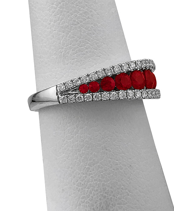 Fine Jewelry - Graduated Ruby and Diamond Ring