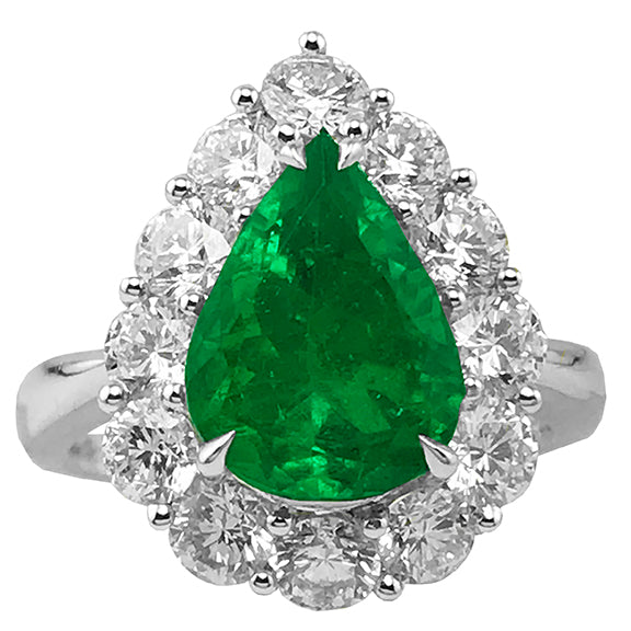 Fine Jewelry - Pear Shaped Emerald and Diamond Ring