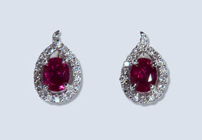 Fine Jewelry - Oval Ruby and Diamond Earrings