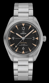 0mm This watch has a brushed stainless steel case. There is a domed sapphire crystal over the black dial. The vertically brushed dial features recessed hour markers and stainless steel hands. There is a central seconds hand that is also stainless steel. The hands and hour markers are filled with “vintage” Super-LumiNova. The caseback is closed and features a Naiad Lock design. This watch is powered by the Omega Co-Axial Master Chronometer calibre 8806 movement