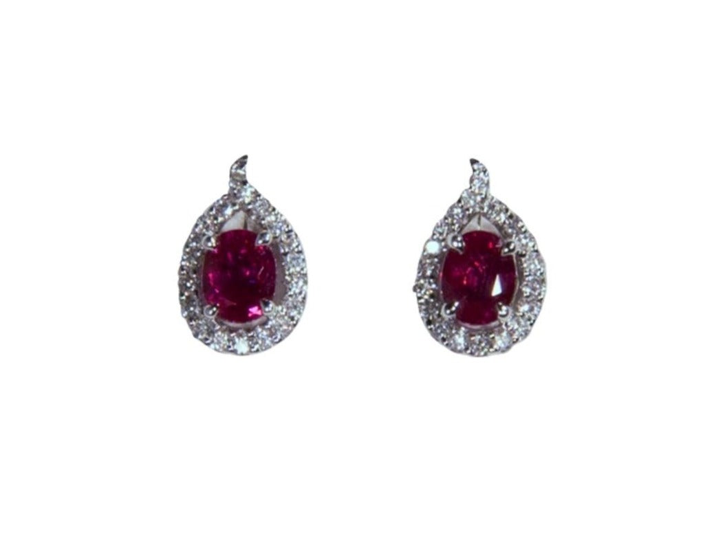 Fine Jewelry - Oval Ruby and Diamond Earrings